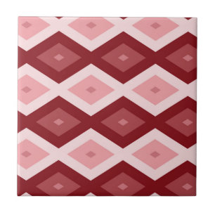 Red diamond pattern ceramic tile