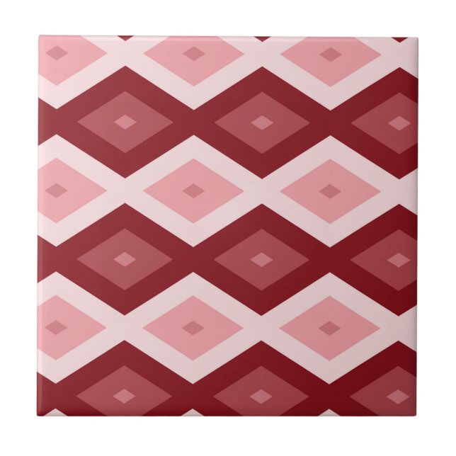 Red diamond pattern ceramic tile (Front)
