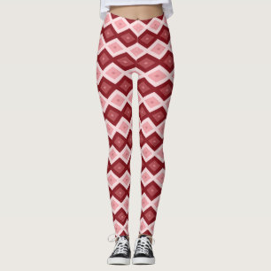 Red diamond pattern leggings
