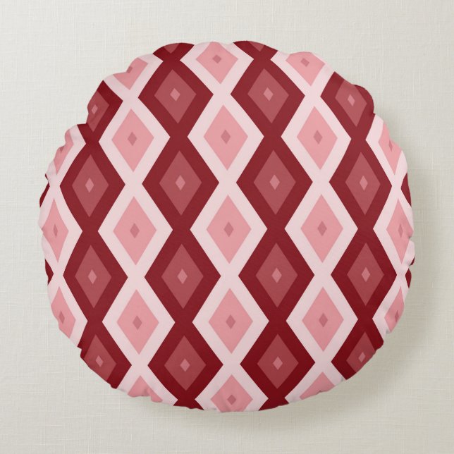 Red diamond pattern round cushion (Front)