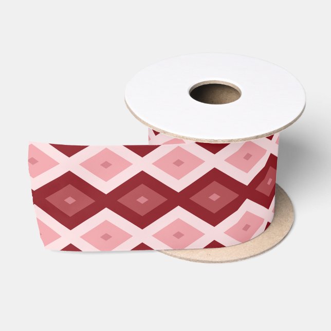 Red diamond pattern satin ribbon (Spool)