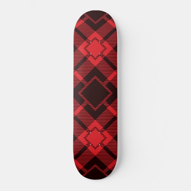 Red diamond pattern Tartan  Skateboard (Front)