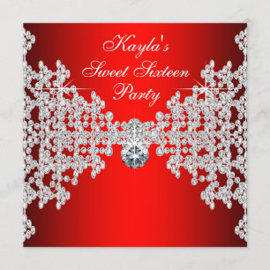 Red Diamond Red Birthday Party Invitation