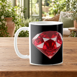 Red Diamond Ruby Gemstone Luxury Black Mug