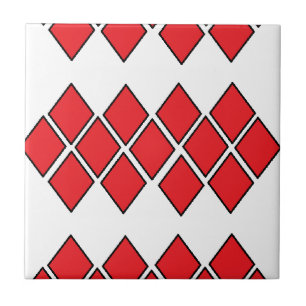 Red diamond shapes ceramic tile