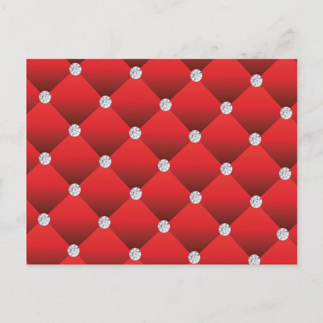 Red Diamond Tufted Luxury Seamless Vector Pattern Postcard (Front)