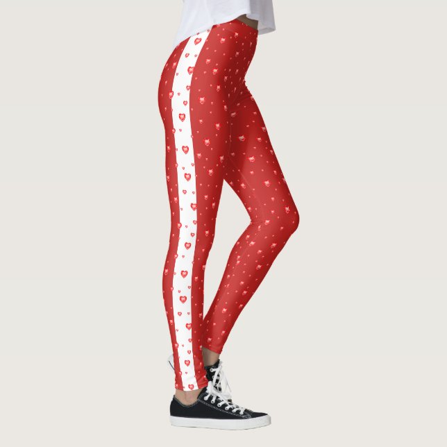 Red diamond valentines hearts pattern leggings (Right)