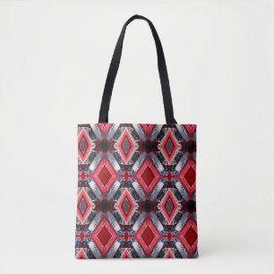 Red diamonds abstract tote bag