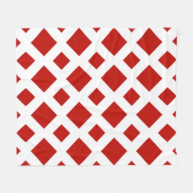 Red Diamonds on White Fleece Blanket (Front (Horizontal))