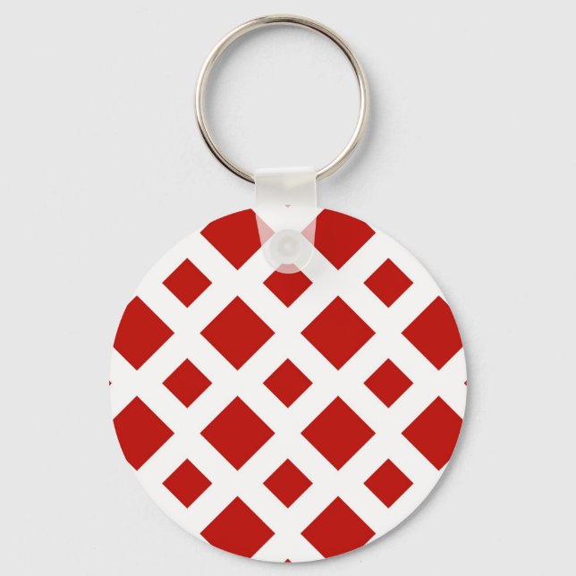 Red Diamonds on White Key Ring (Front)