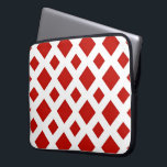 Red Diamonds on White Laptop Sleeve<br><div class="desc">A bold,  geometric pattern of large and small red diamonds on a white background. The white forms a lattice which separates the diamond shapes. 

 Digitally created 9000 x 6000 pixel image. 
 Copyright ©2013 Claire E. Skinner,  All rights reserved.</div>