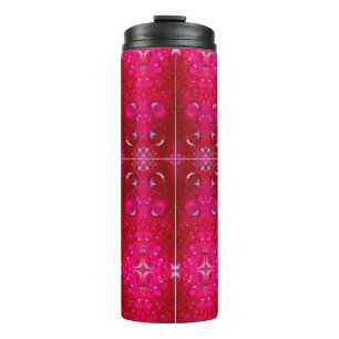 Red Dianthus Ikat 4 Thermal Tumbler