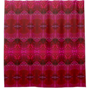 Red Dianthus Ikat 5 Shower Curtain