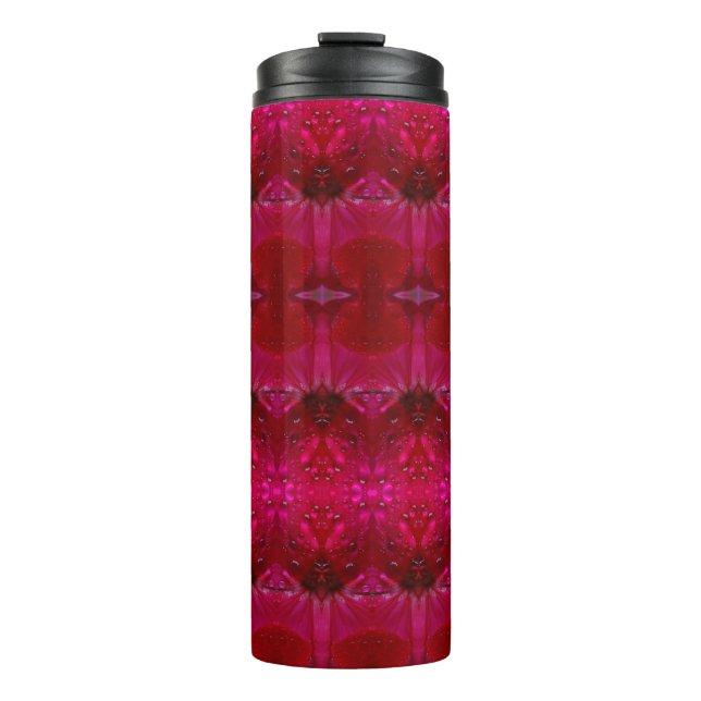 Red Dianthus Ikat 5 Thermal Tumbler (Front)