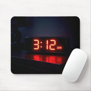 Red Digital Clock With Early Morning Hour Mouse Pad