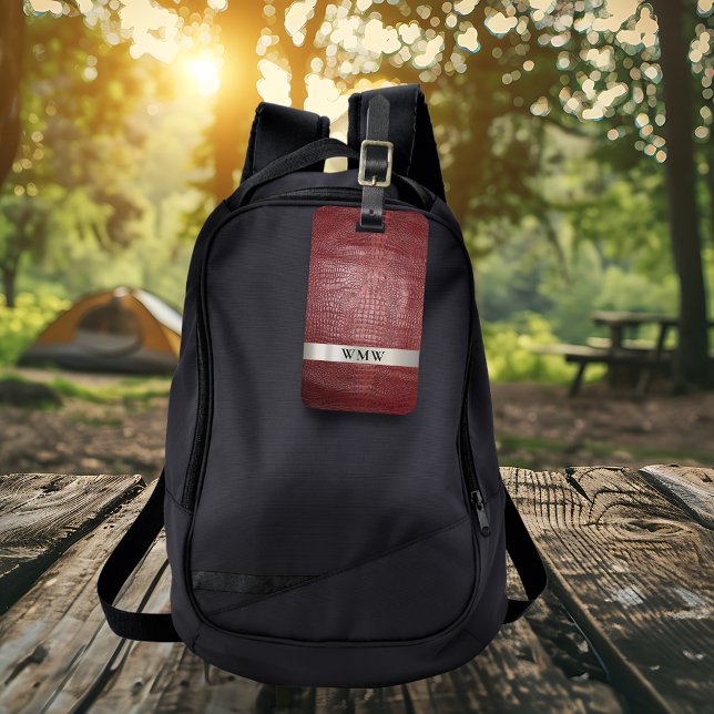 Red Digital Leather Titanium Metal Monogram Luggage Tag (Creator Uploaded)