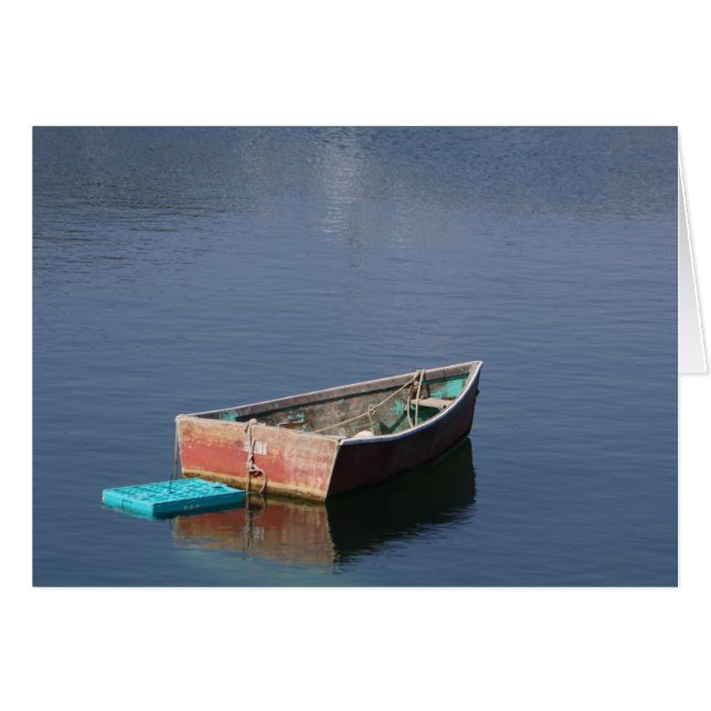 Red Dinghy Boat Blank Note Card (Front Horizontal)