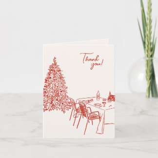 Red Dinner Party Christmas   Thank You Card