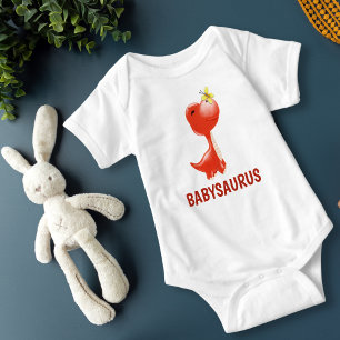 Red Dinosaur BABYSAURUS personalised Baby Bodysuit