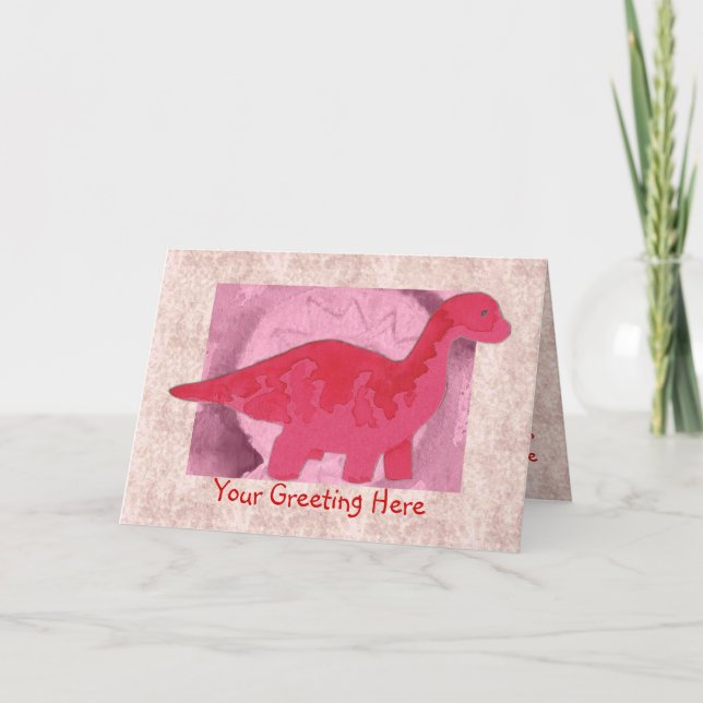 Red Dinosaur Greeting Card (Front)