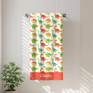 Red Dinosaur Kids Beach Towel