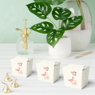 Red dinosaur two rex 2nd birthday party favour box