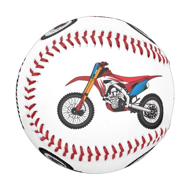 Red dirt bike motorcycle baseball (Front Left)