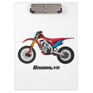 Red dirt bike motorcycle clipboard