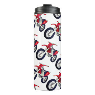 Red Dirt Bike Motorcycle Custom Colour Background Thermal Tumbler