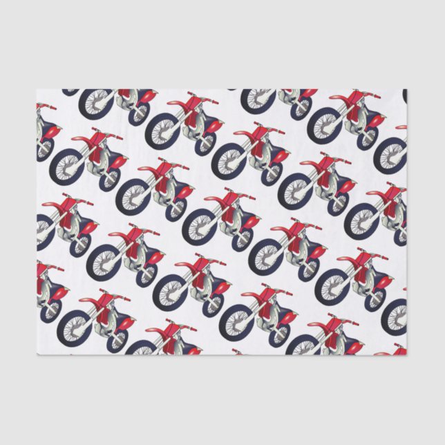 Red Dirt Bike Motorcycle Custom Colour Background Tissue Paper (Front)