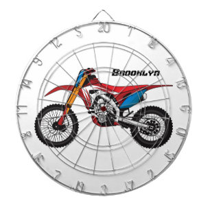 Red dirt bike motorcycle dartboard