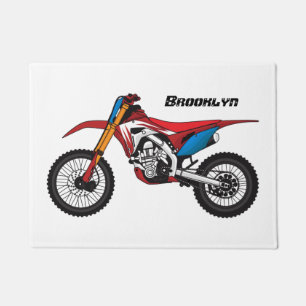 Red dirt bike motorcycle doormat