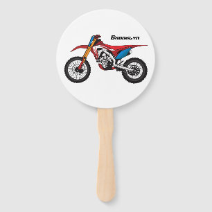 Red dirt bike motorcycle hand fan