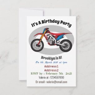 Red dirt bike motorcycle invitation
