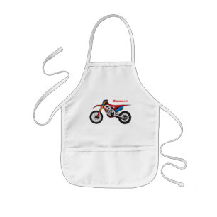 Red dirt bike motorcycle kids apron