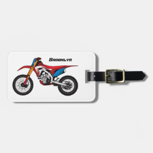 Red dirt bike motorcycle luggage tag