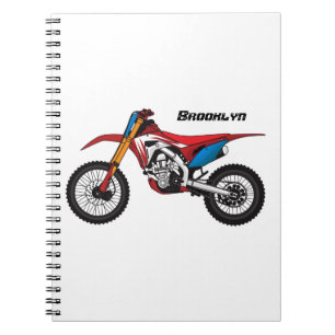 Red dirt bike motorcycle notebook