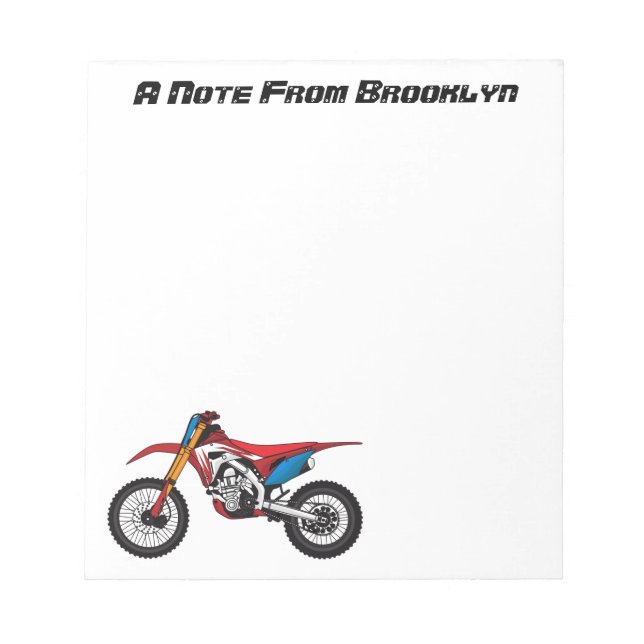 Red dirt bike motorcycle notepad (Front)