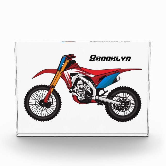 Red dirt bike motorcycle photo block (Front)