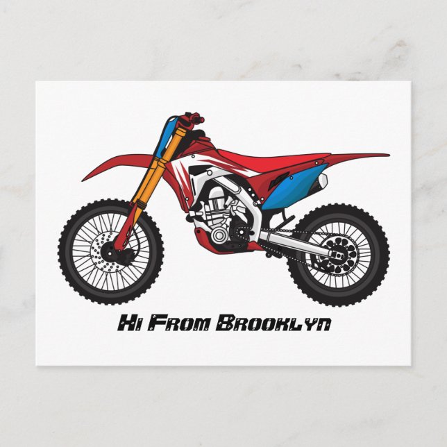 Red dirt bike motorcycle postcard (Front)