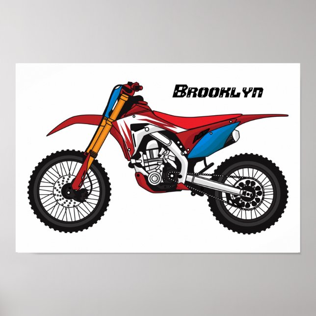 Red dirt bike motorcycle poster (Front)
