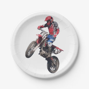 Red Dirt Bike Paper Plate
