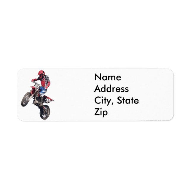 Red Dirt Bike Return Address Label (Front)