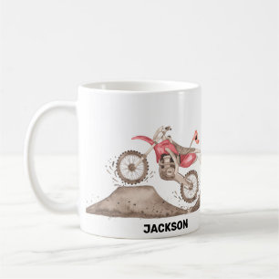 Red Dirt Bike theme custom name mug