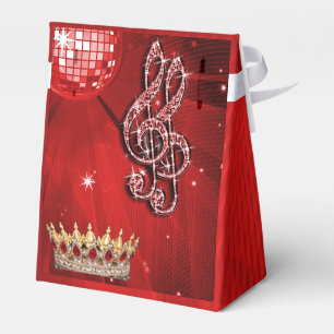 Red Disco Ball, Music Notes and Crown Favour box
