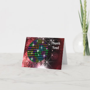 Red Disco Ball Thank You Cards