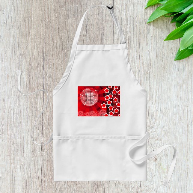 Red Disco Party Theme with Stars and Glitter Ball  Standard Apron (Creator Uploaded)