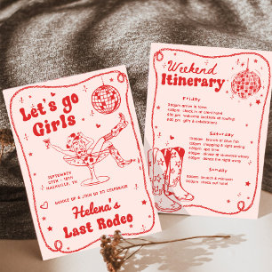 Red Disco Rodeo Cowgirl Bachelorette Weekend Invitation