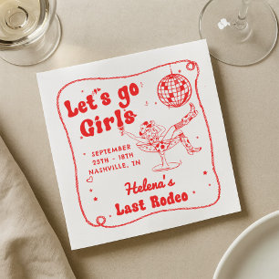 Red Disco Rodeo Cowgirl Bachelorette Weekend Napkin