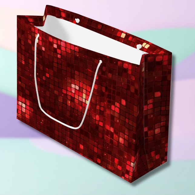 Red Disco Style Squares Valentine Pattern Large Gift Bag (Creator Uploaded)